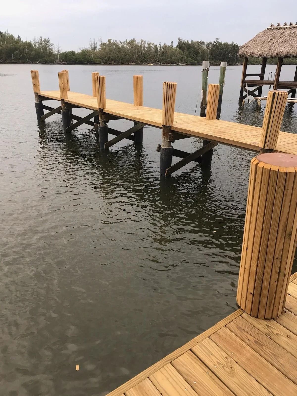 Finished dock on a South Florida canal