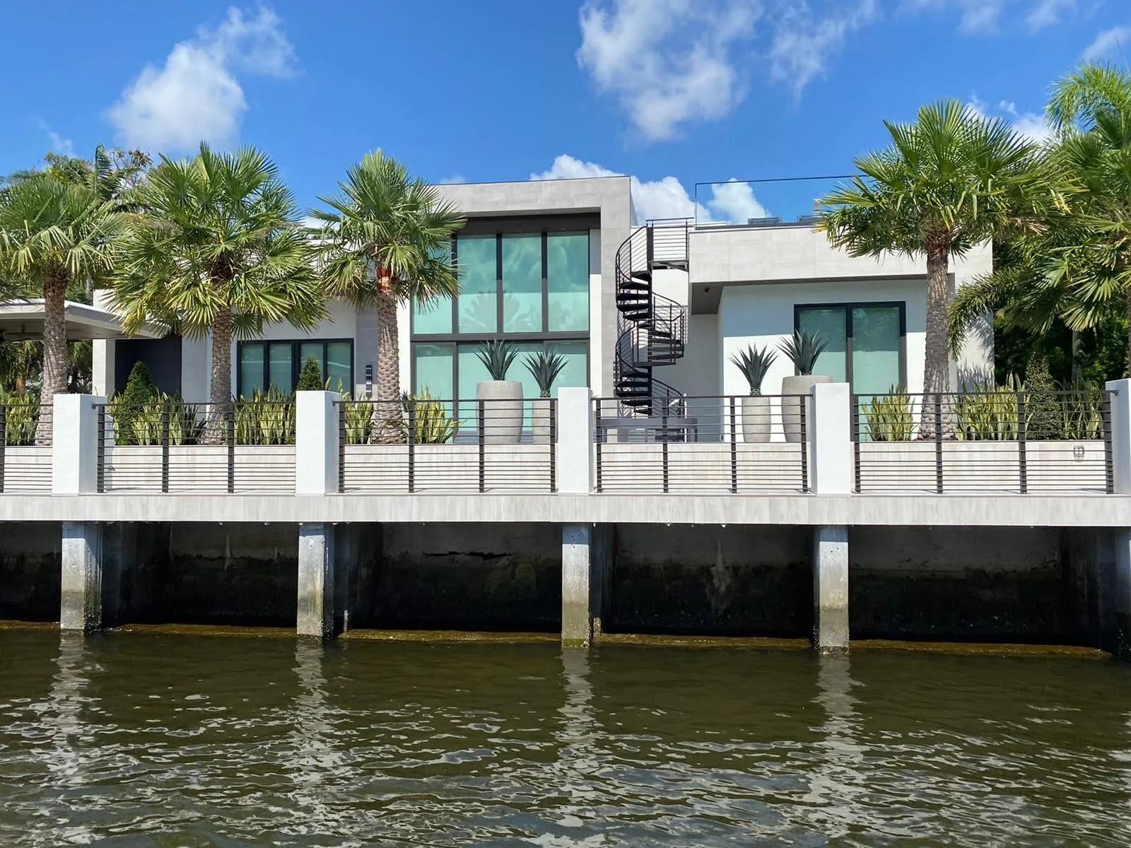 Completed seawall along the Intracoastal Waterway