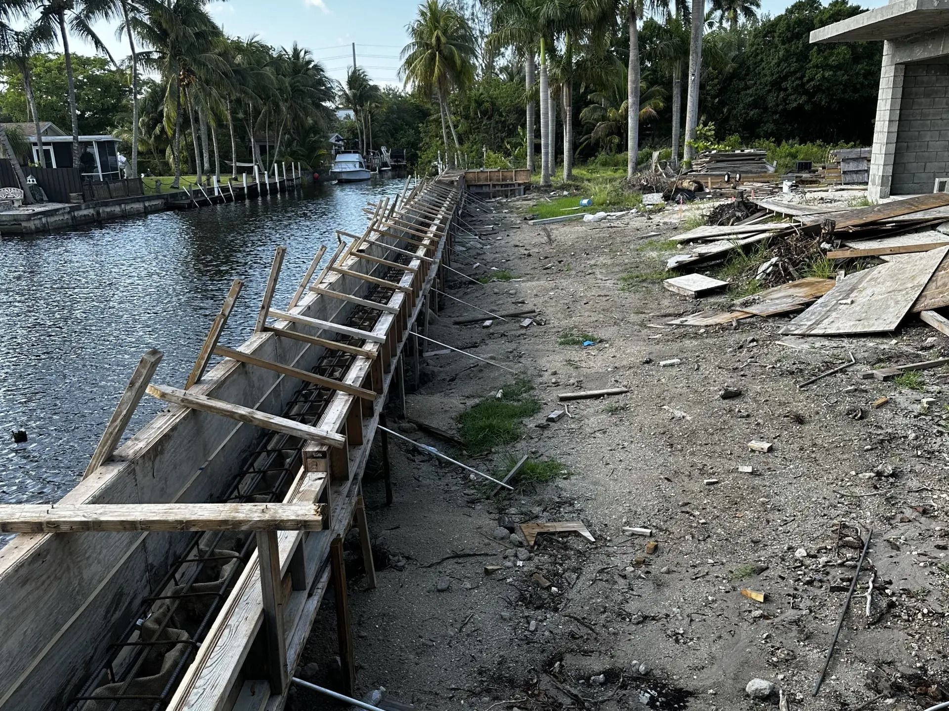 Seawall construction project in Broward County