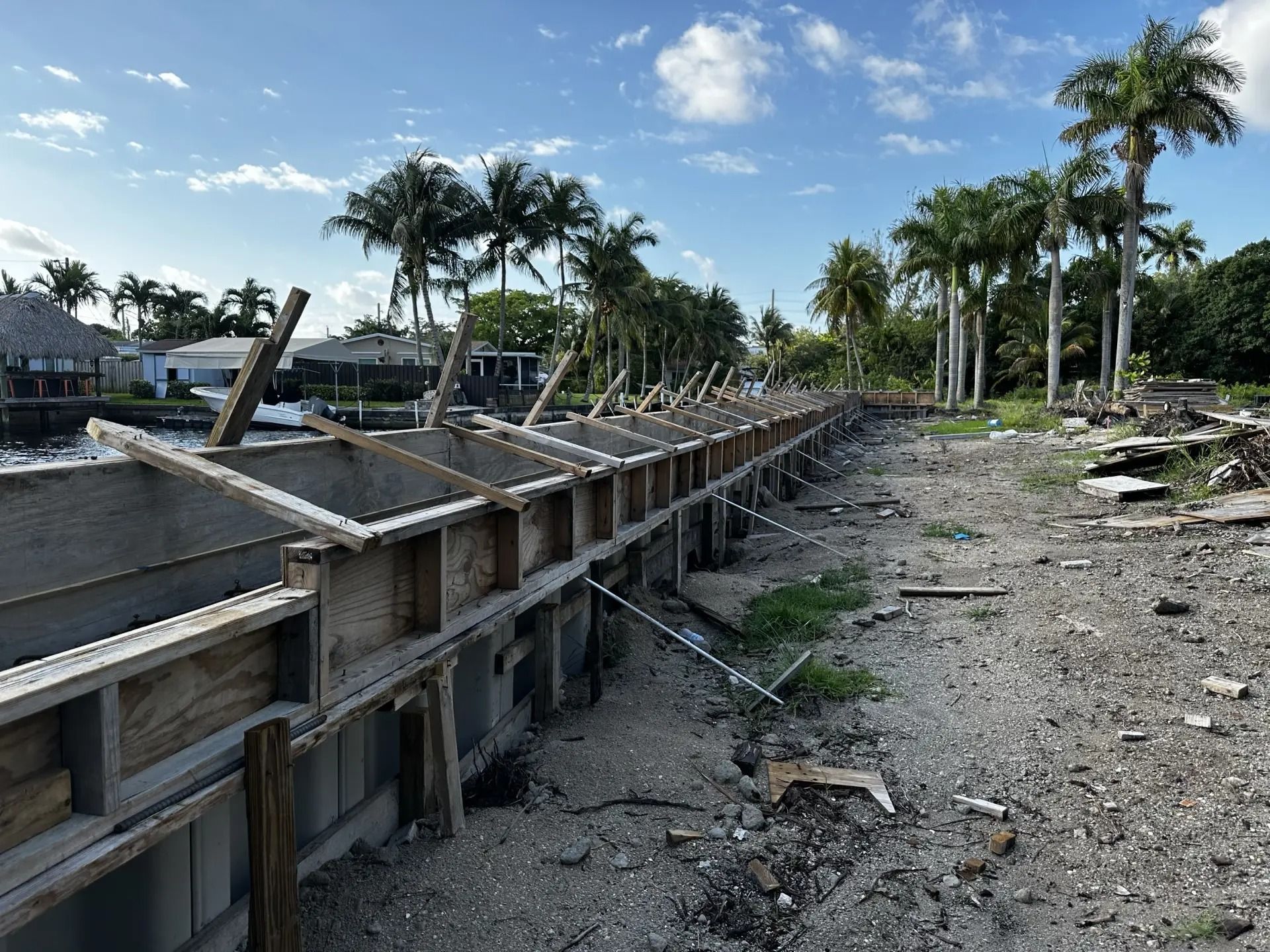 Seawall construction work in progress