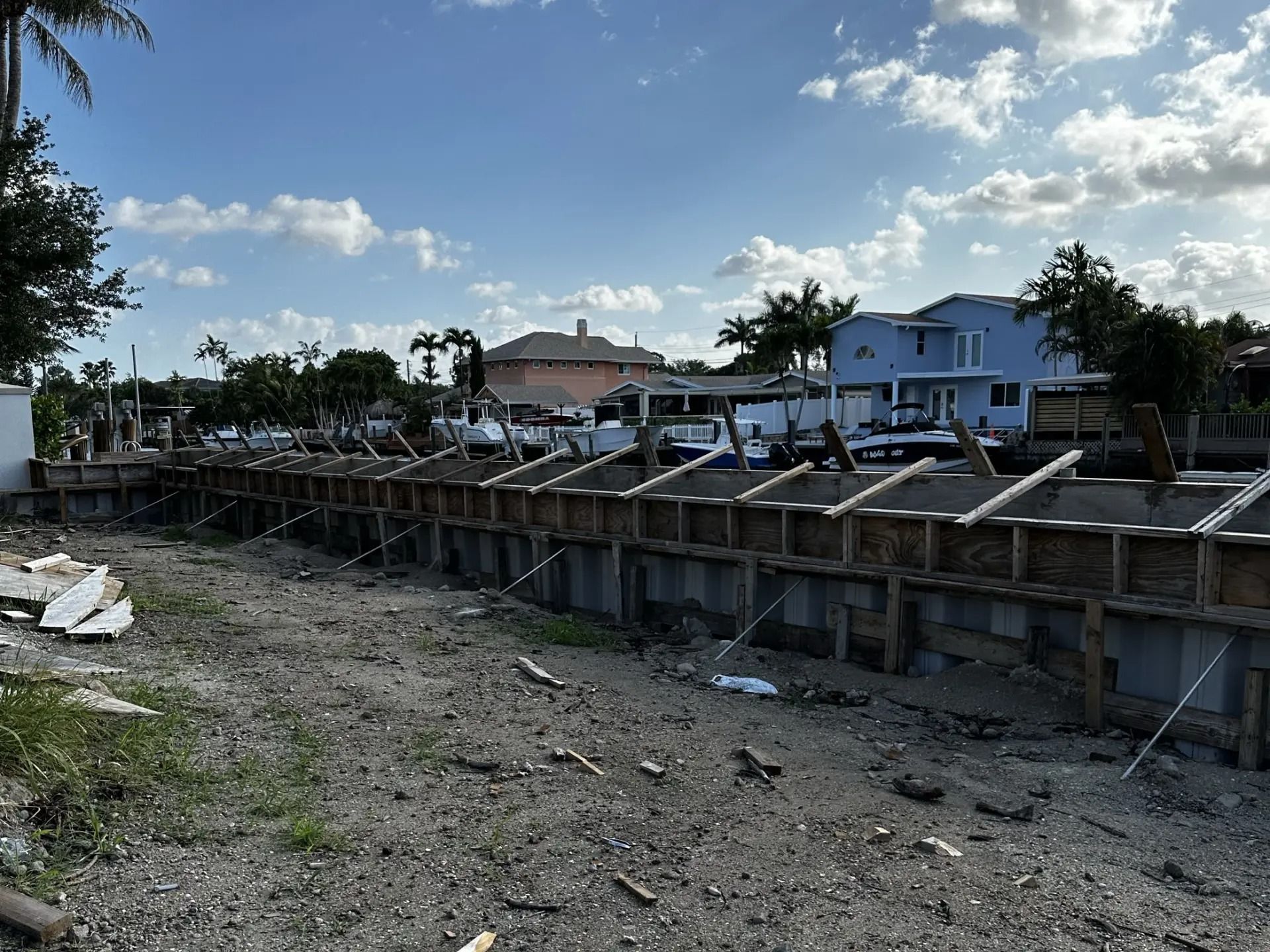 Completed seawall construction project