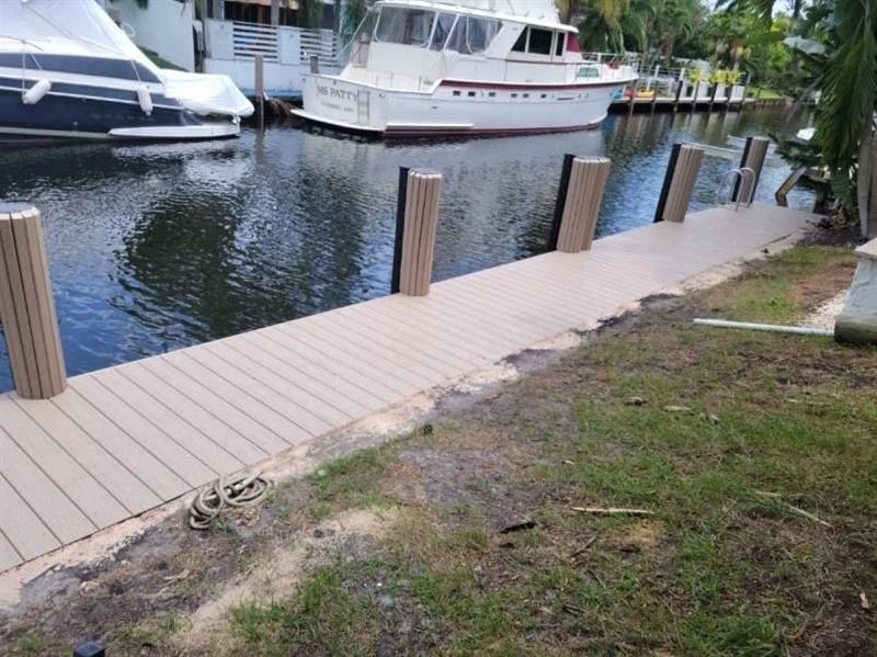 Restored seawall along a South Florida waterfront protecting the shoreline